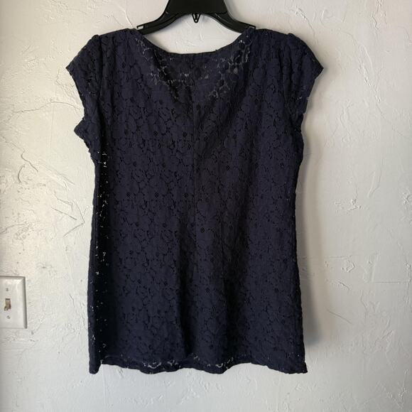 Studio Y Shirt Y2k Small Lace Floral Cap Sleeve Semi Sheer Babydoll Top - Picture 10 of 10